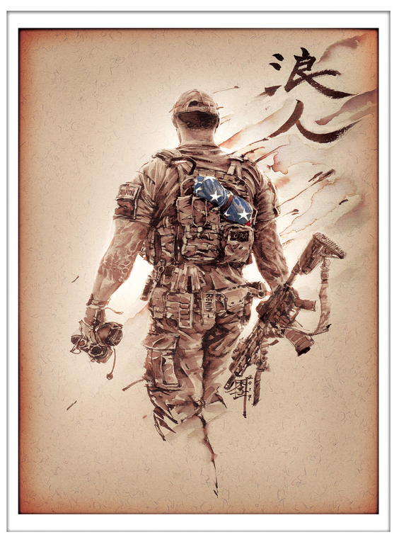Marc Lee Military Art American Ronin (gerahmt)